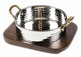 Сковородка Hammered на деревянной подставке, d 15,5 см, нержавейка, P.L. Proff Cuisine