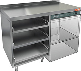 Стол открытый HICOLD НБМКБКП-12/6БП c крылом для посудомоечной машины справа и бортом